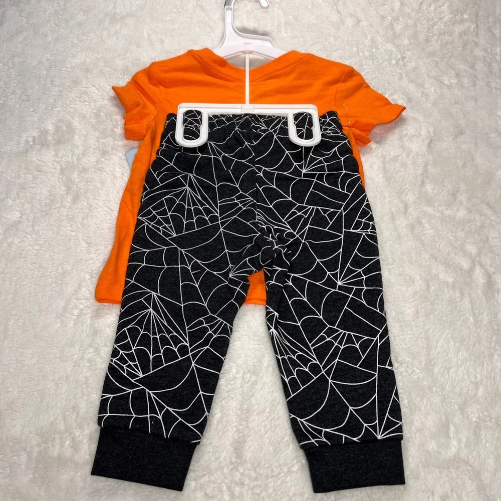 Cat Jack Toddler Girls Orange Trick or Treat‎ Ghost Spider Web Halloween Set 18M